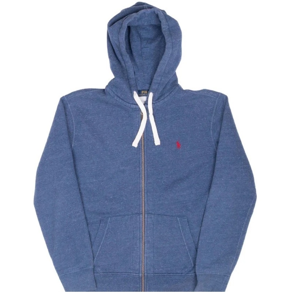 R3-23 NWT Men Size S Polo Ralph Laure Men' Double Knit Full Zip Hoodie Blue $148